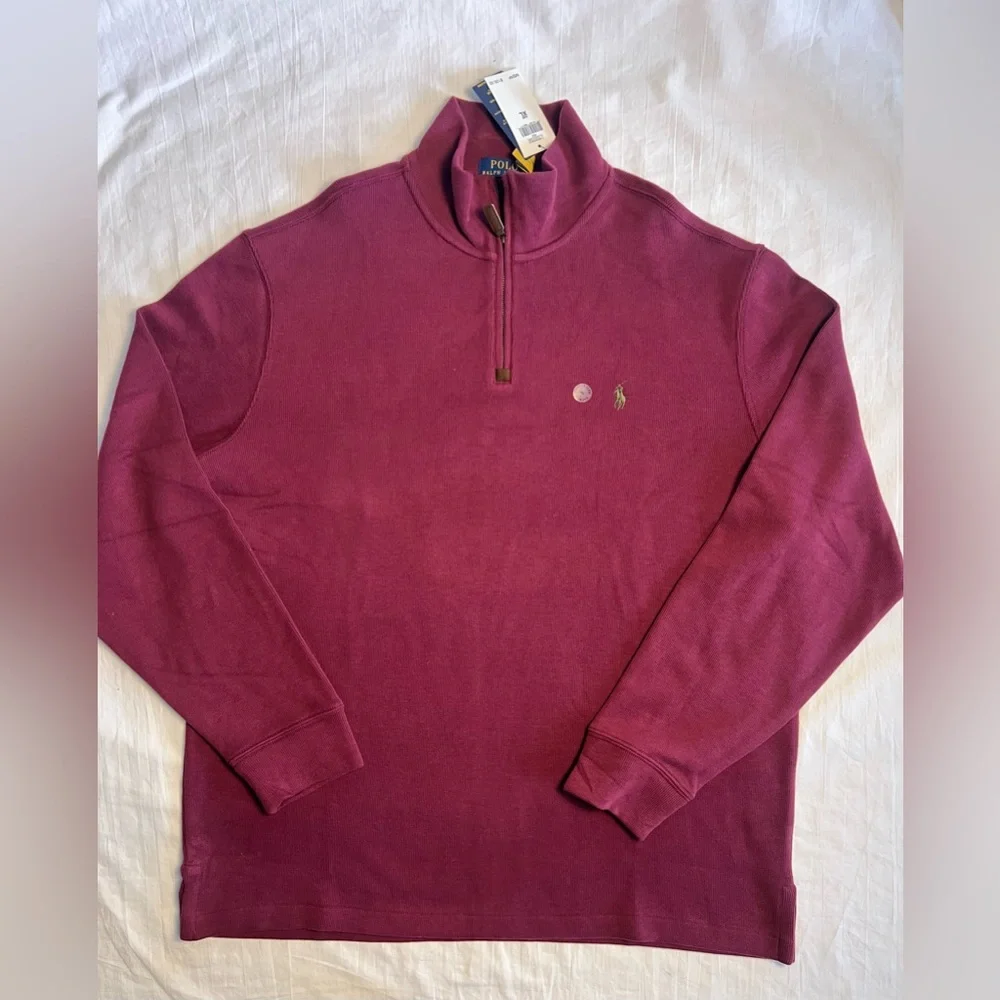 Polo Ralph Lauren Mens 1/4 Zip Sweater Size XL Estate Rib Pullover Red NWT